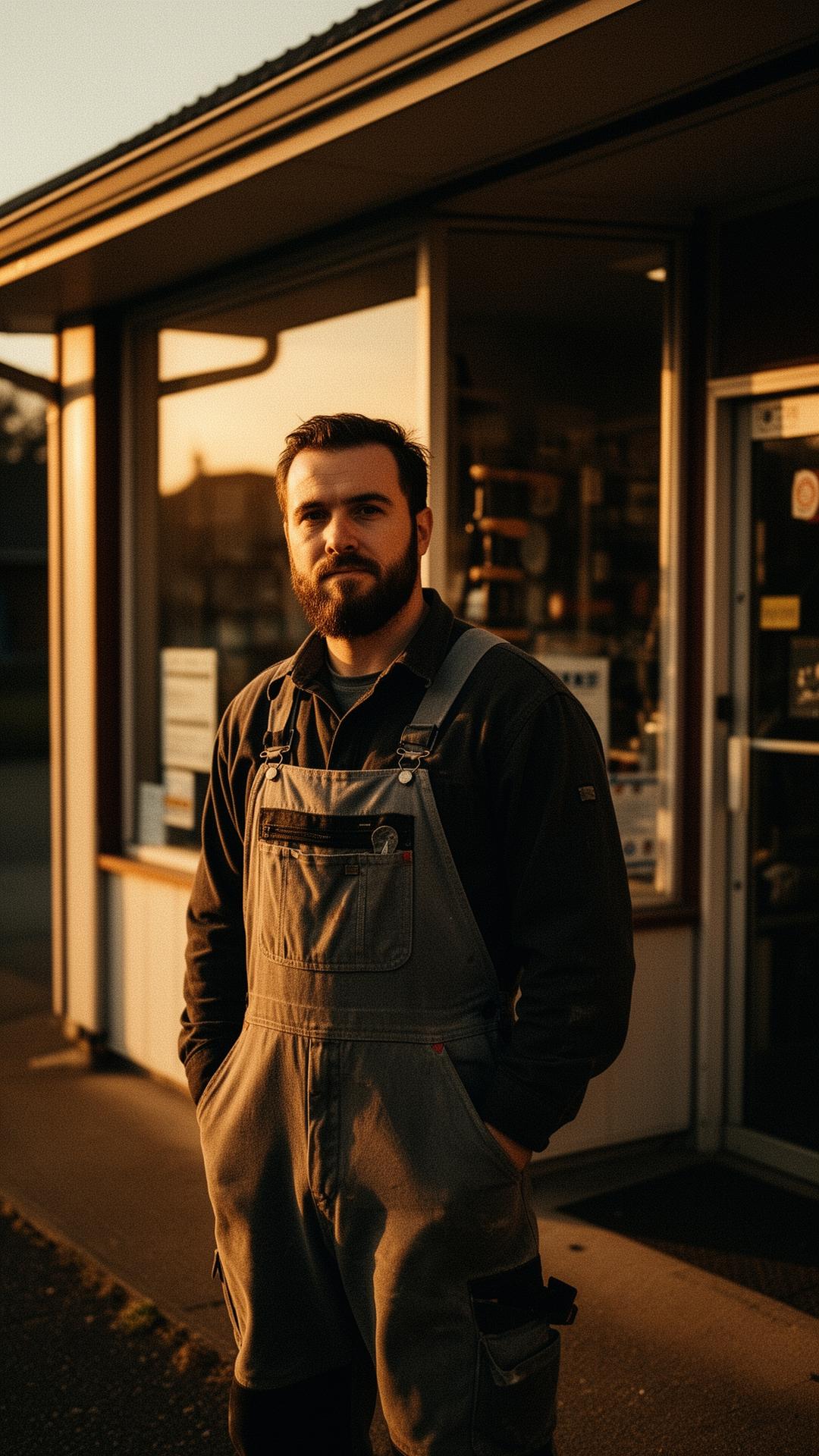 Local service business owner at golden hour